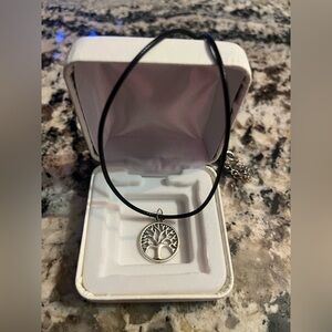 Tree of Life Necklace on black adjustable leather cord. New.